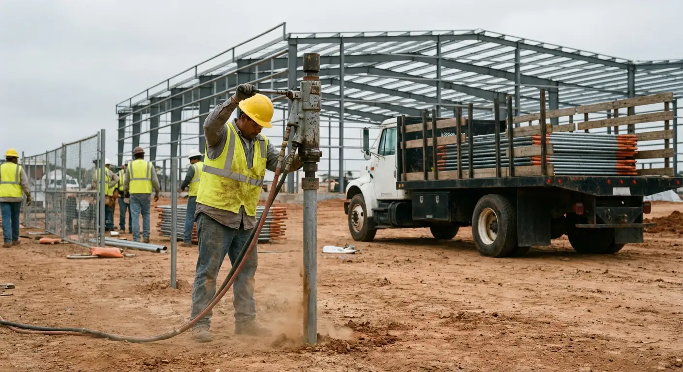 Industrial fencing installation site in Valencia, CA