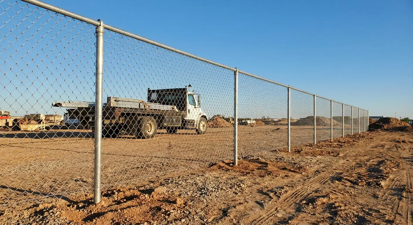 Wind-rated temporary fencing site in Valencia, CA