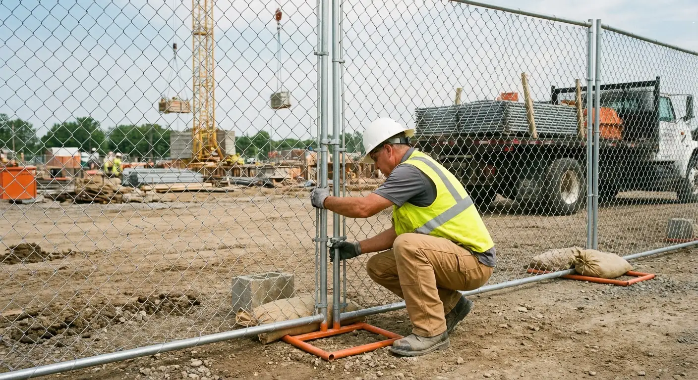 Comparison of professional fencing solutions versus DIY risks on a construction site in Valencia, CA
