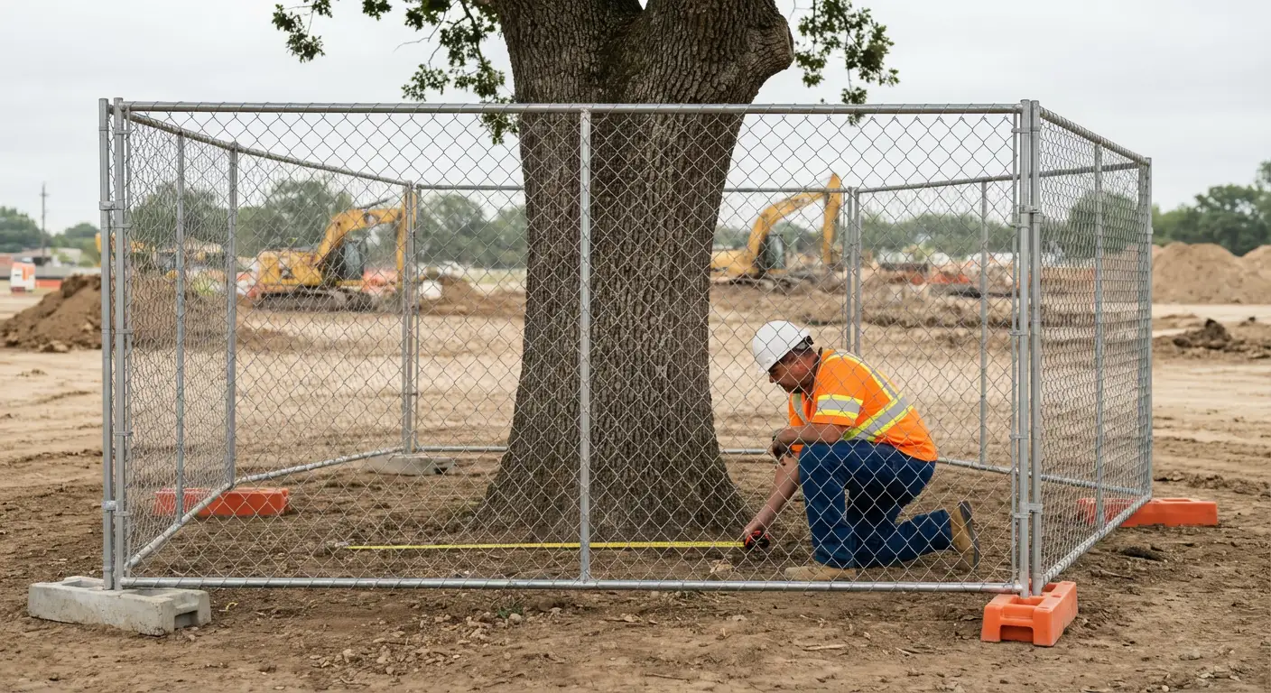 Tree protection zone fencing installation in Valencia, CA
