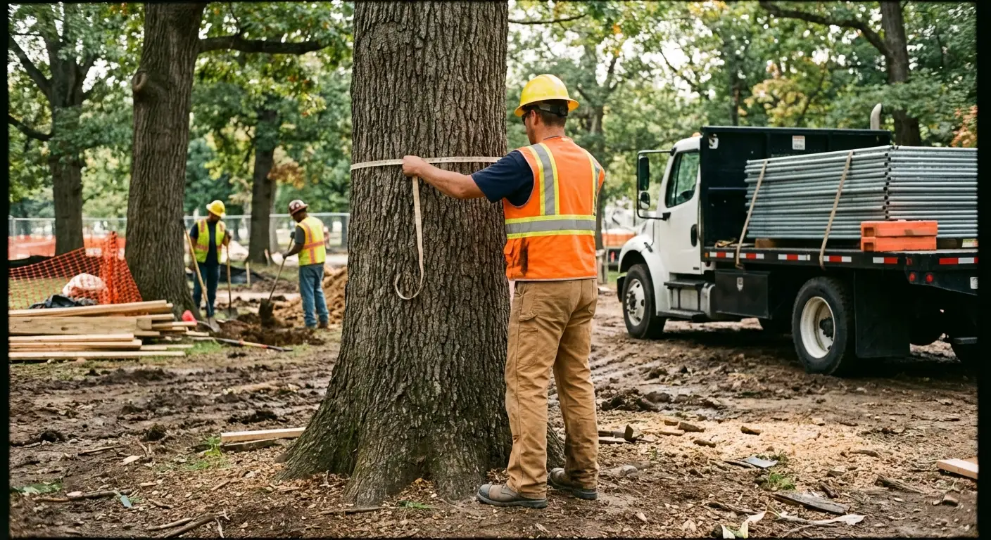 Tree protection zone fencing installation in Valencia, CA