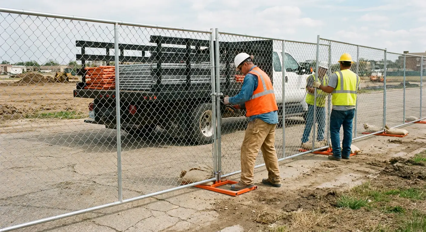 Temporary fencing deployment in Valencia, CA