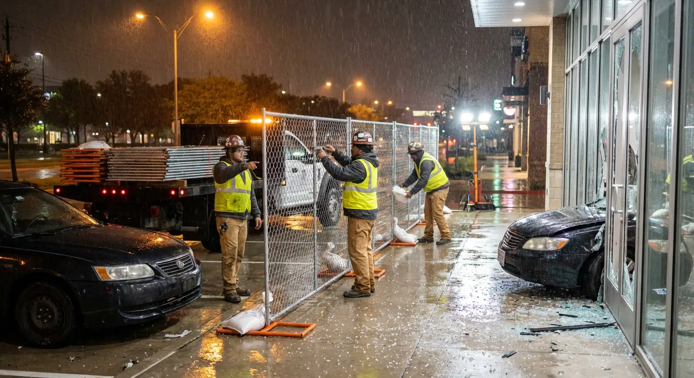 Emergency temporary fencing and dispatch logistics in Valencia, CA
