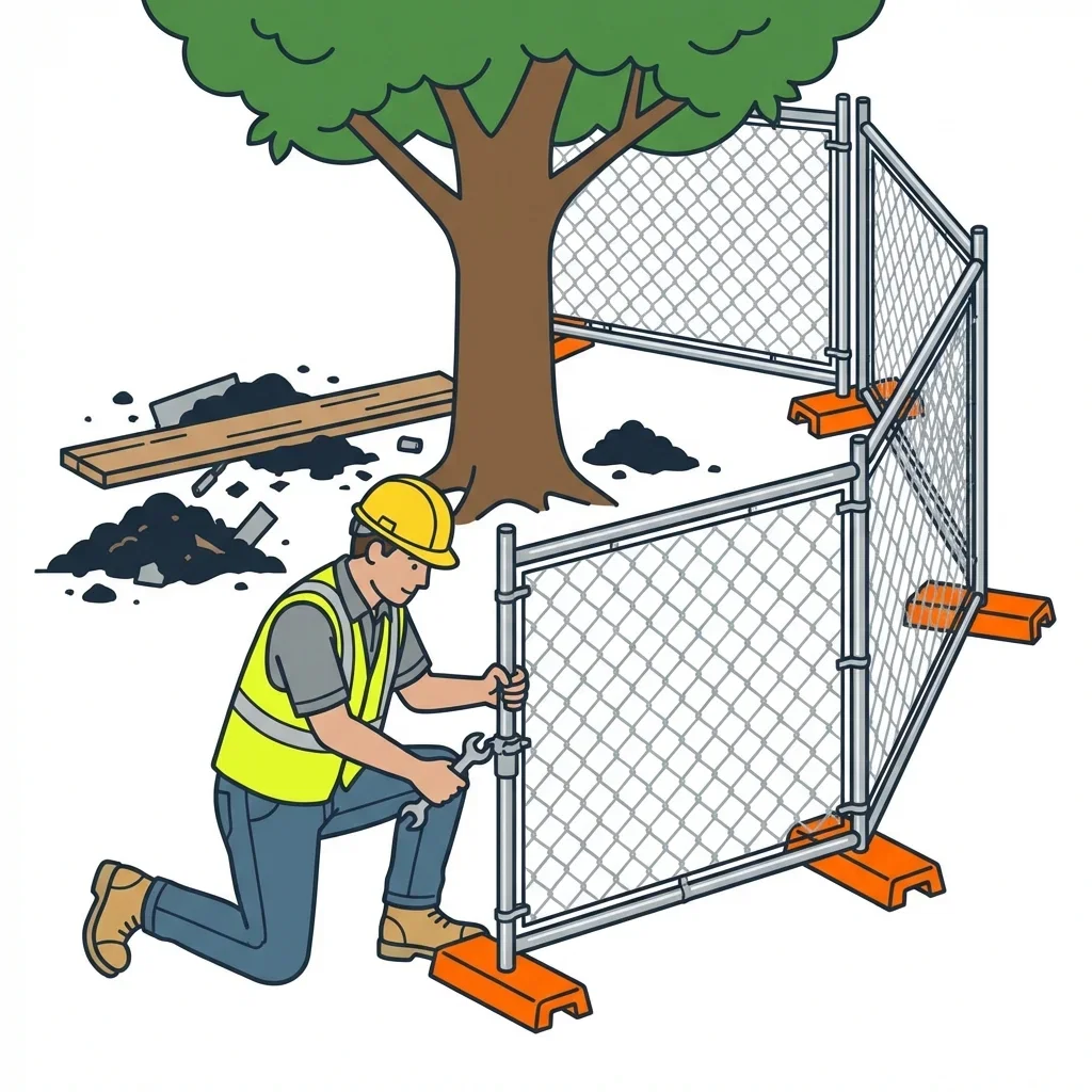 Infographic detailing common tree protection violations and prevention in Valencia, CA