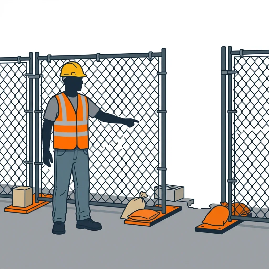Diagram illustrating common construction site perimeter vulnerabilities in Valencia, CA